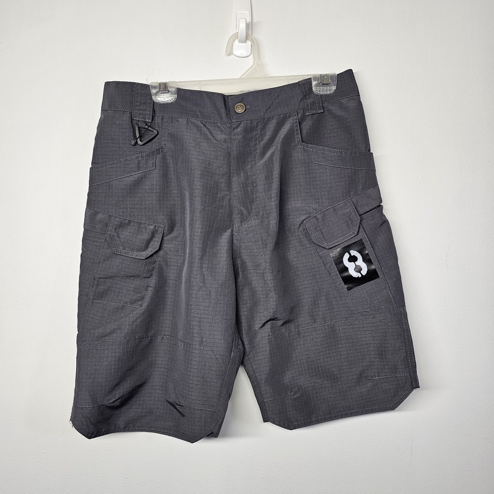 Tactical Men Cargo Shorts Size Large 32 Waist Dark Gray Outdoor Ripstop EUC